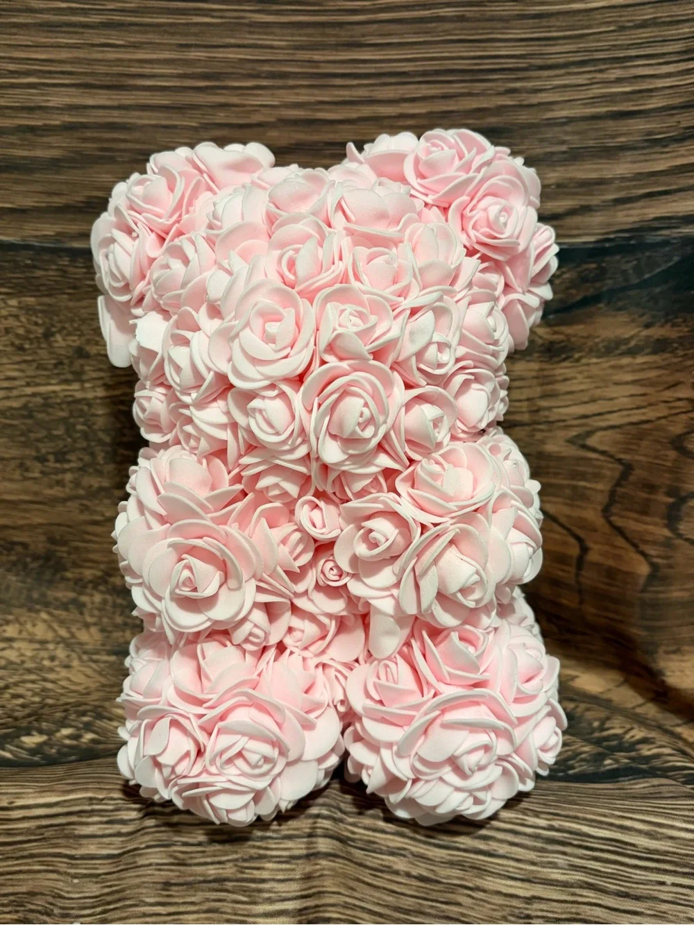Rose Bear Plush Decoration - Pink Floral Accent
